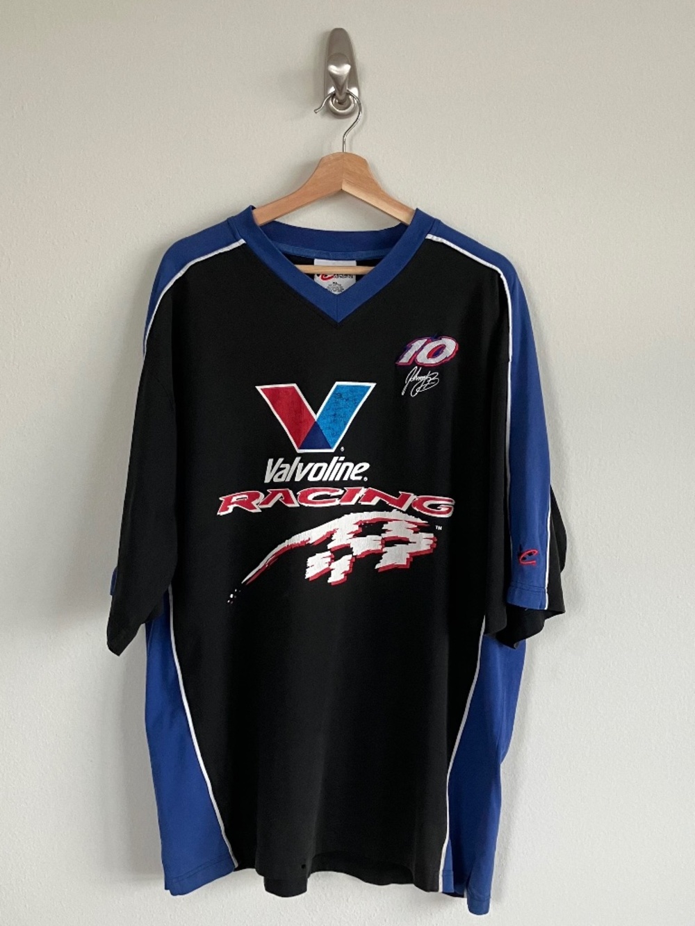 Vintage Nascar Valvoline Racing Johnny Benson N*10 Black and Blue Tee  Size XL